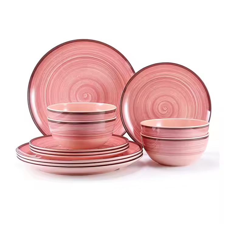 Реттелген меламин 4 Қайта пайдалануға болатын 12 дана Melamine ыдыс-аяқ жиынтығы