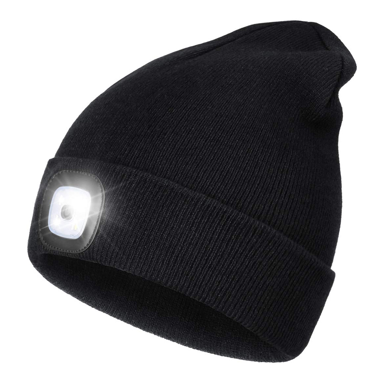 Қайта зарядталатын қолдарсыз жарықдиодты жарықдиодты Headlamp Hat тоқылған түнгі жарық